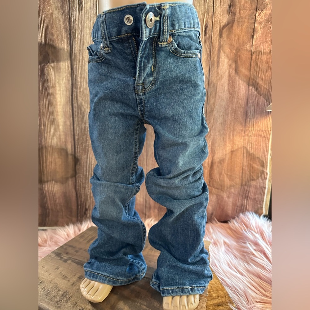 OshKosh Girls Size 5 Slim Bootcut Jeans Blue Denim Stretch Adjustable Fit - Picture 1 of 10